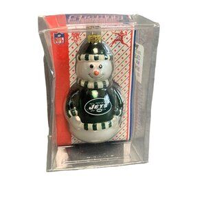 New York Jets Snowman Mini Blown Glass Ornament By Topperscot